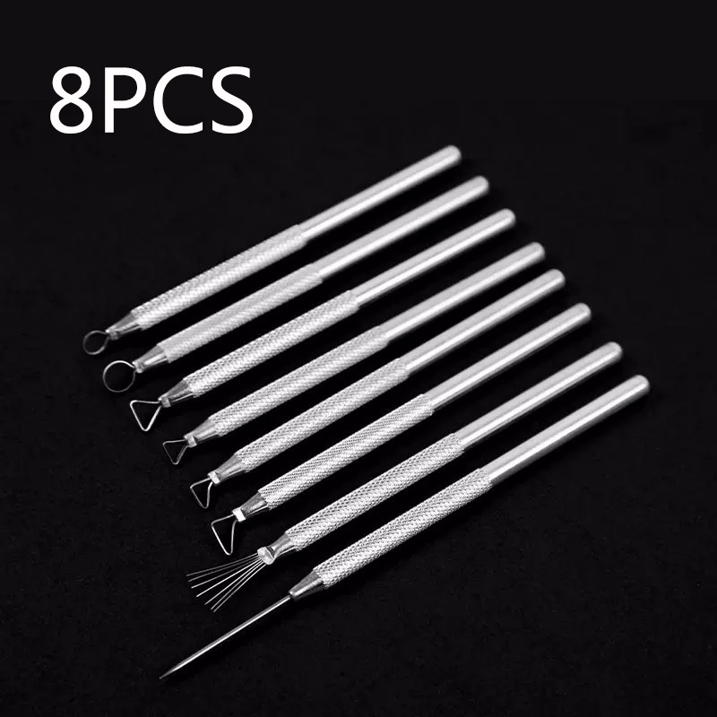 Pocket Knife Ceramic - 8Pcs Set Alat Keramik Batang Aluminium,