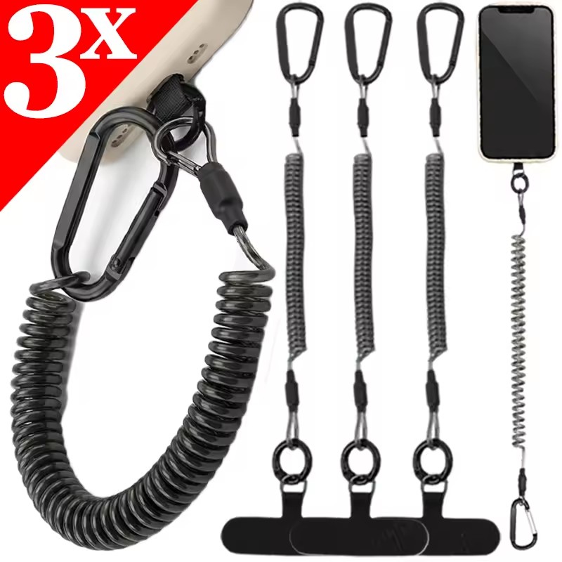 Carabiner Keychain - Tali Ponsel Fleksibel Anti Hilang, Tali