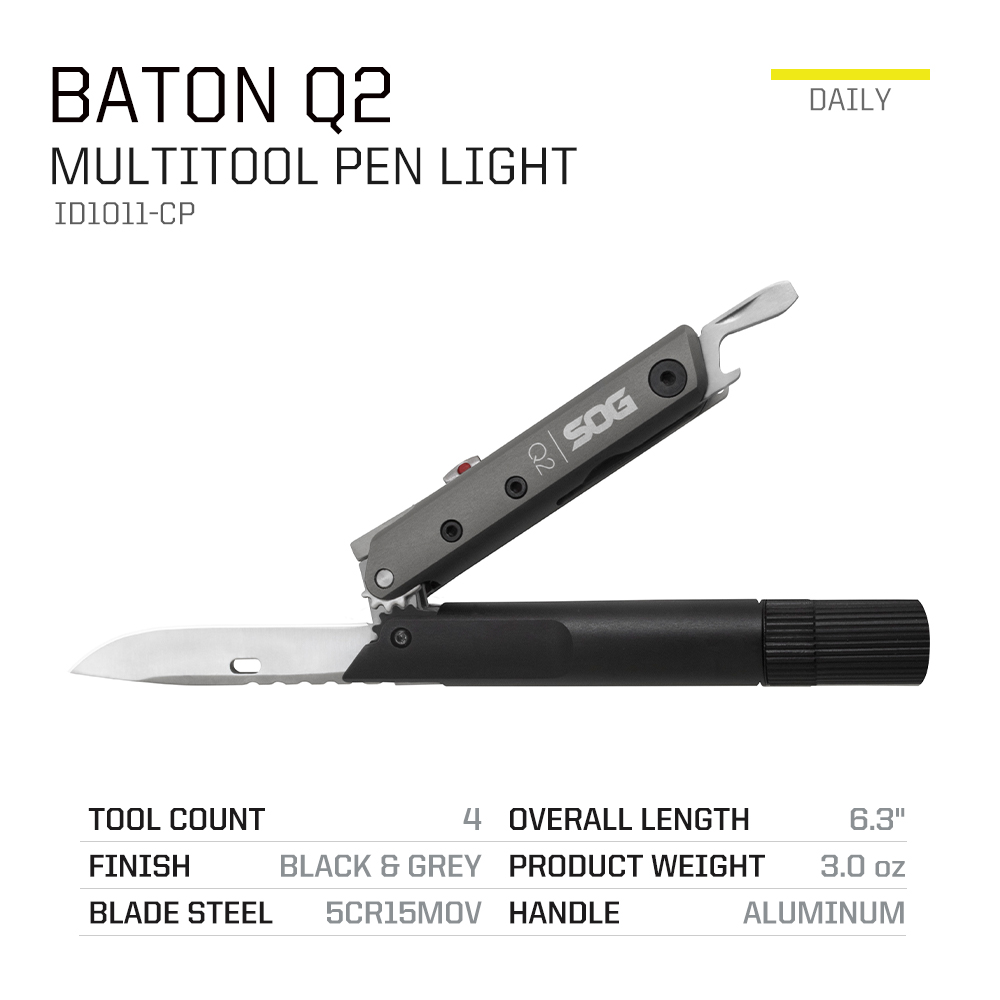 SOG BATON Q2 alat multifungsi, - Edc Carry Knife ulasan dan harga